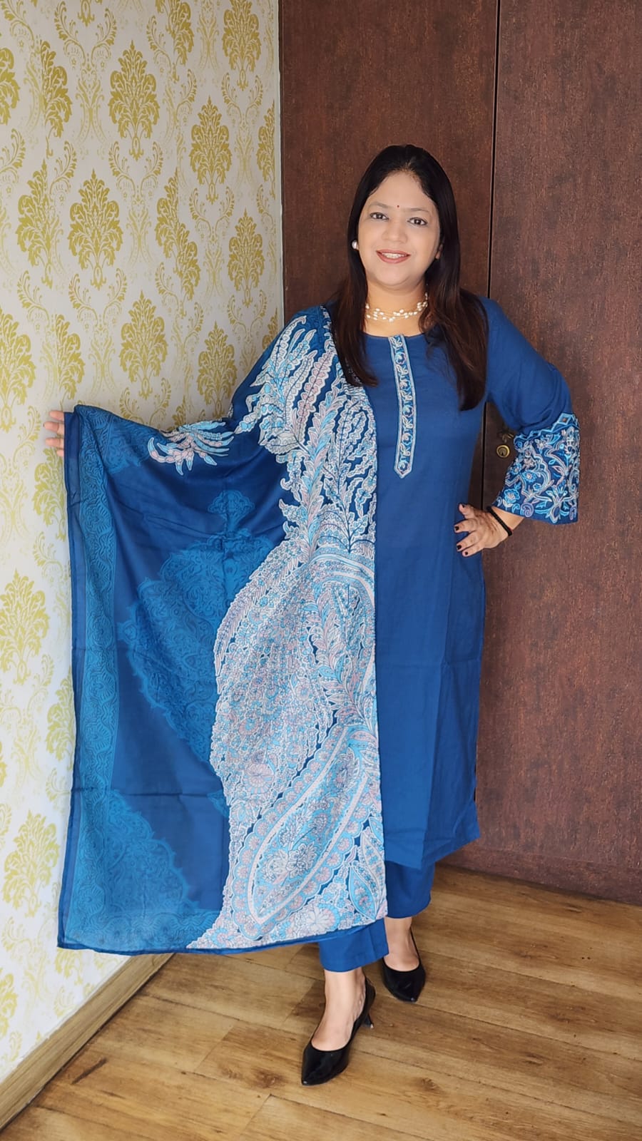 Blue pure cotton three piece set (A816)