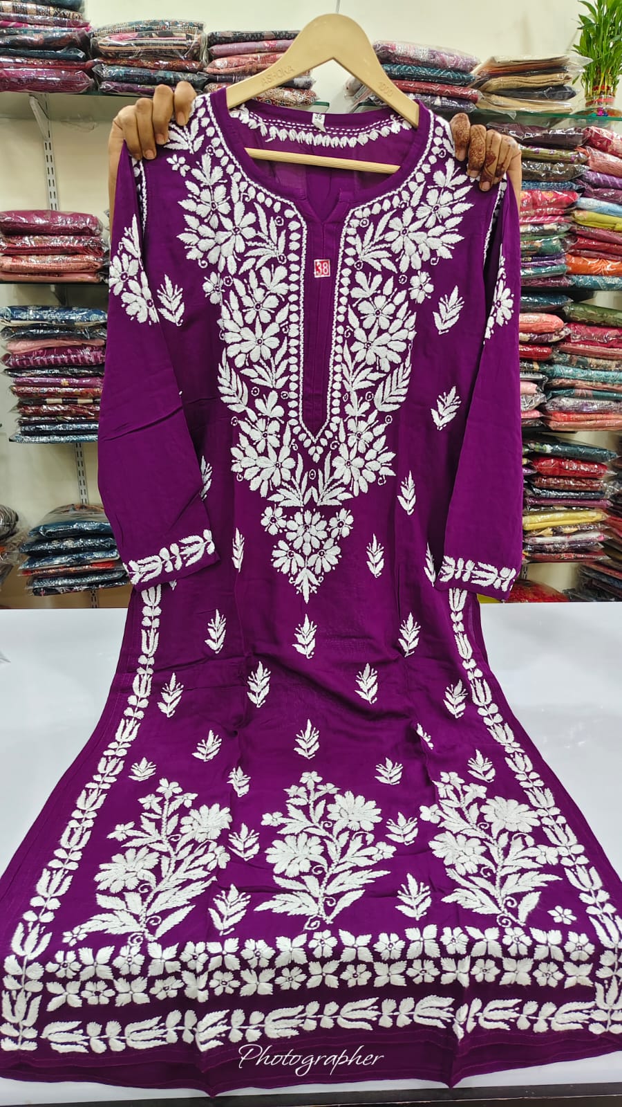 Cotton modal full chikankari only kurti (B256)