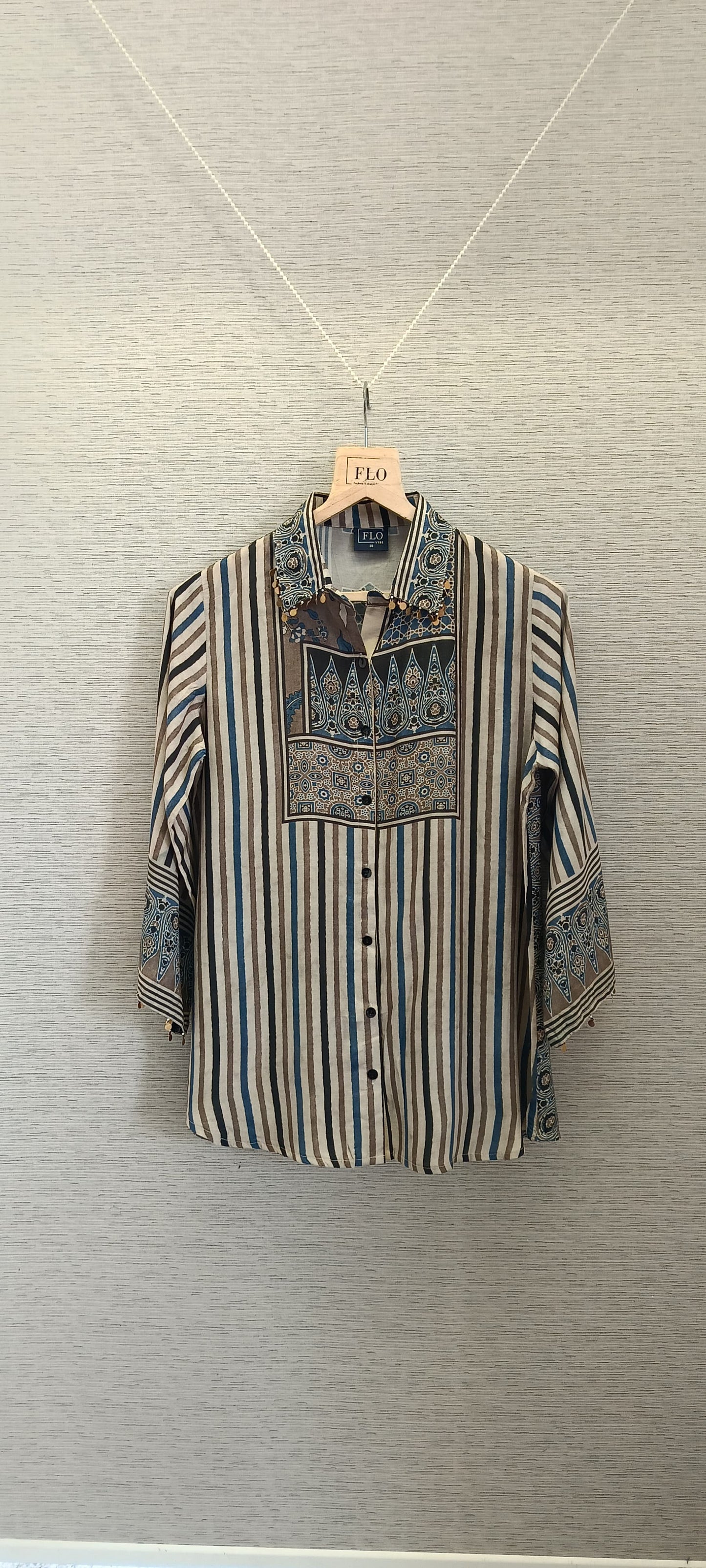 Ajrakh pure crape silk only shirt (A1136)