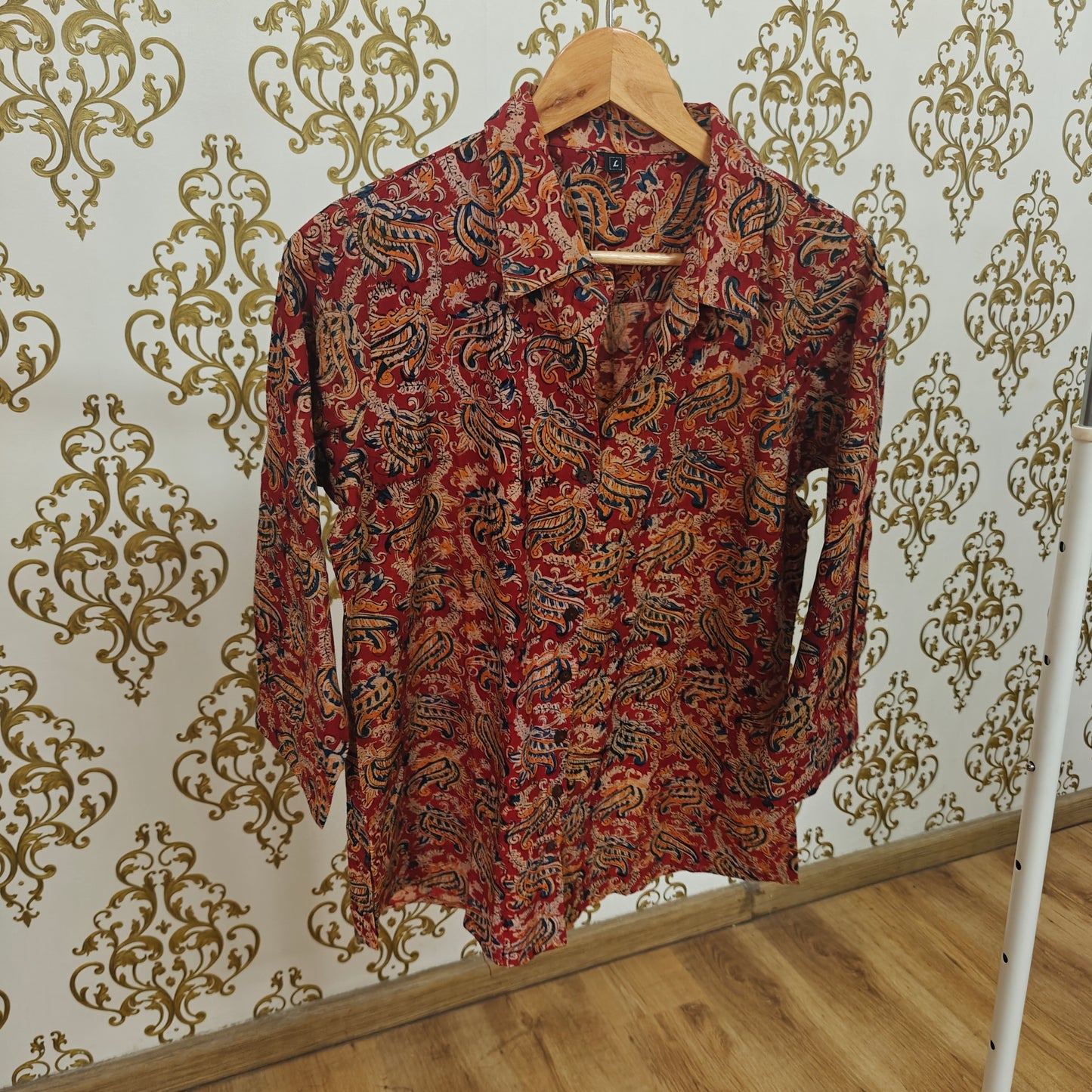 Mahroon pure kalamkari cotton shirt (A431)
