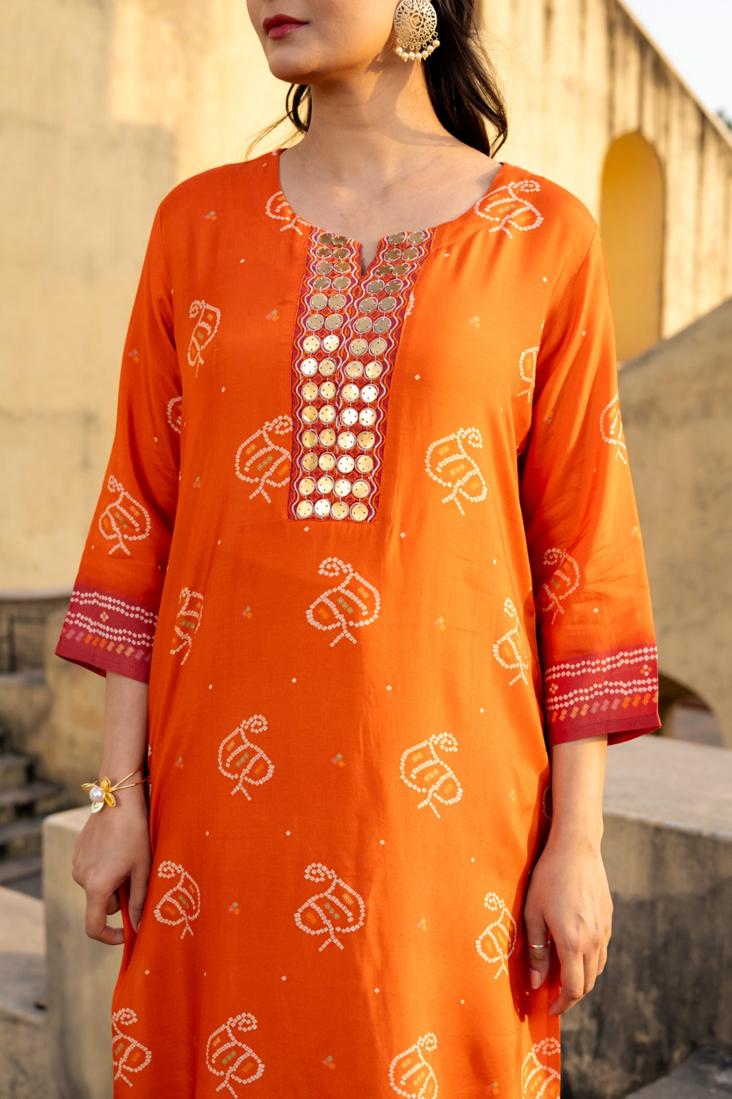 Orange pure mul silk two piece cordset (A267)