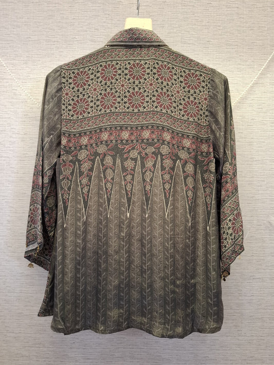 Pure crape Ajrakh print smart shirt (B992)