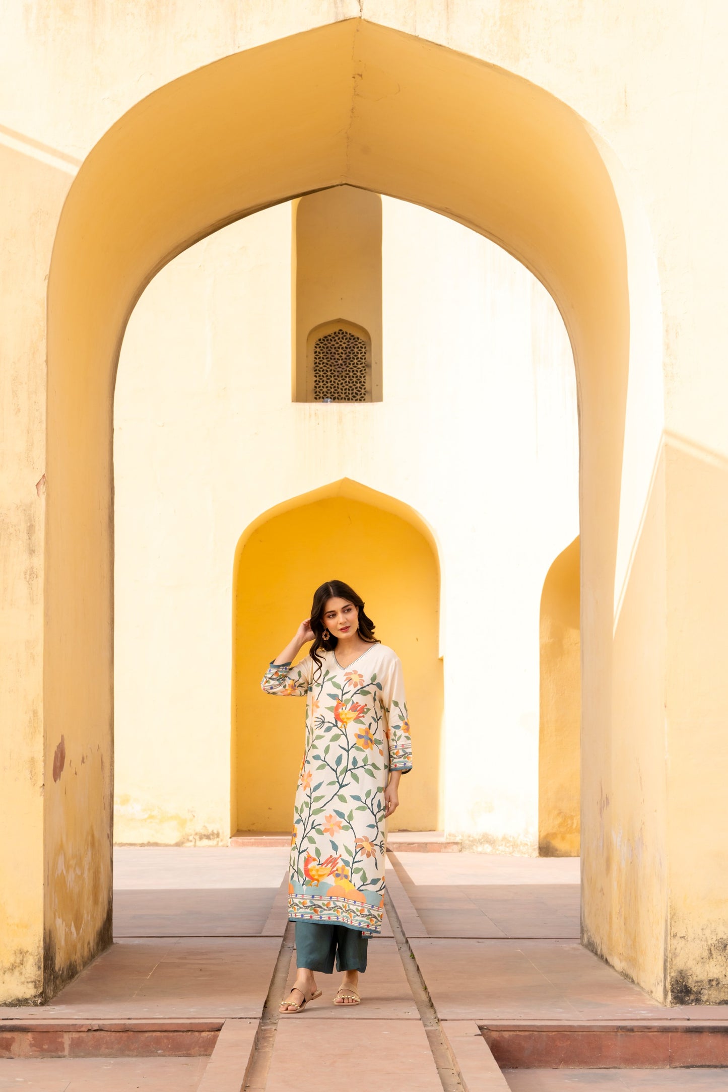 Ivory pure mul silk two piece set (P1956)