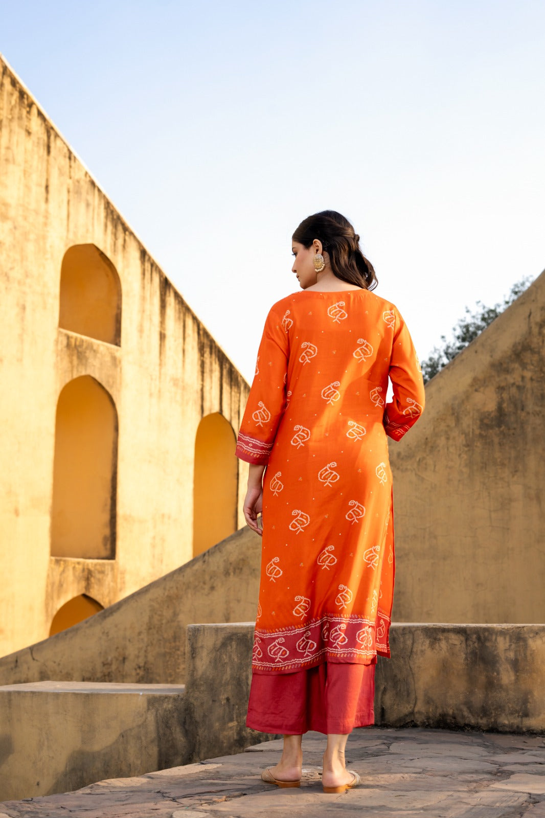 Orange pure mul silk two piece cordset (A267)