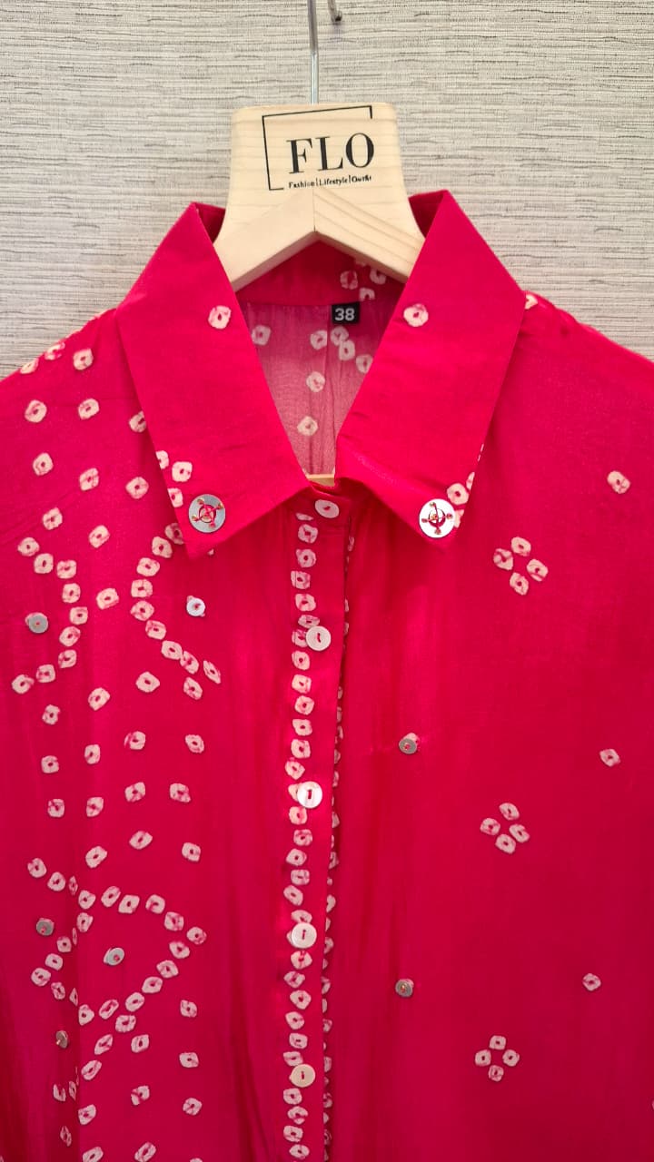 Rani pink pure silk crape shirt (A1042)