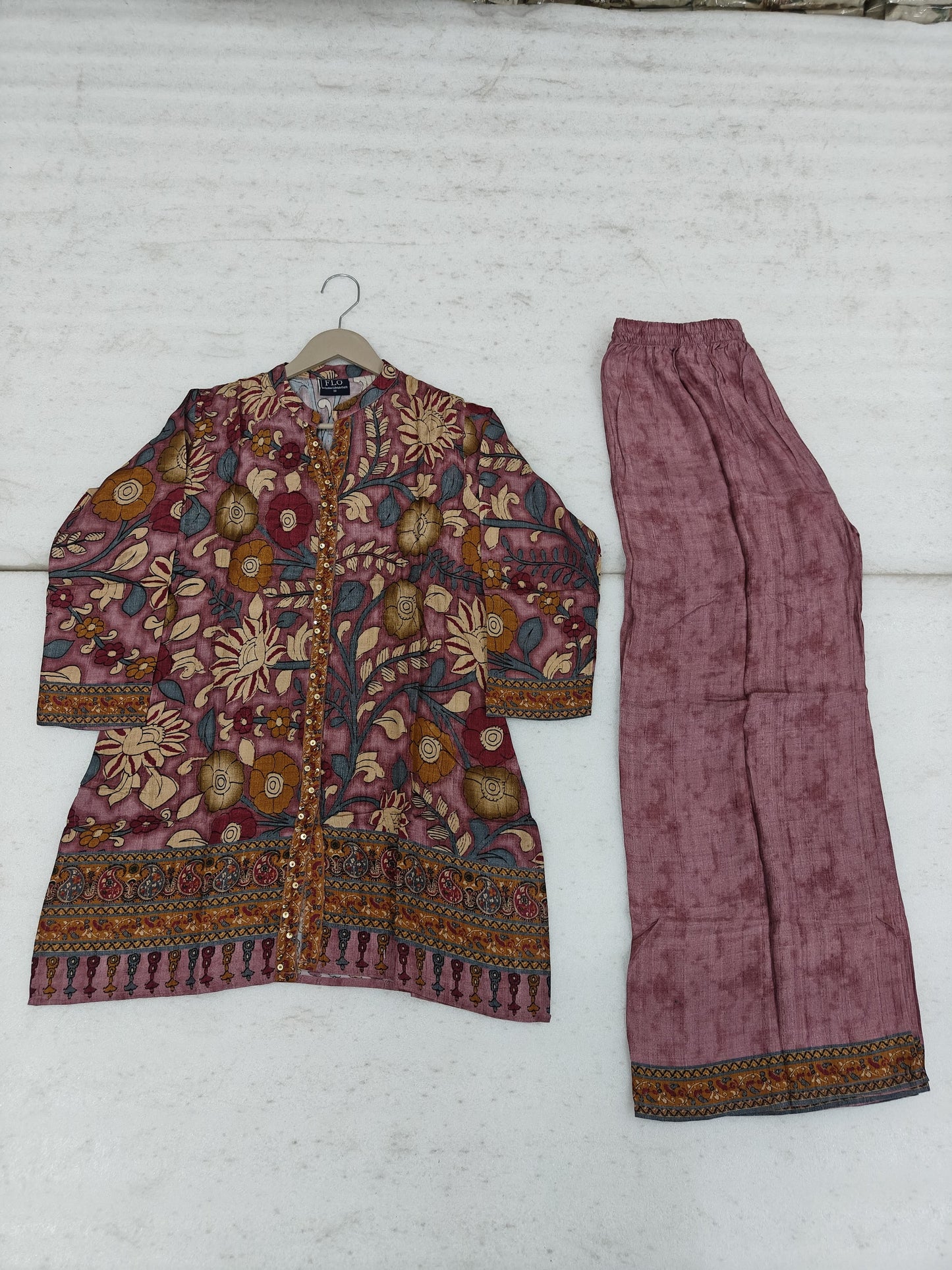 Pure mul silk kalamkari print smart two piece cordset (C222)