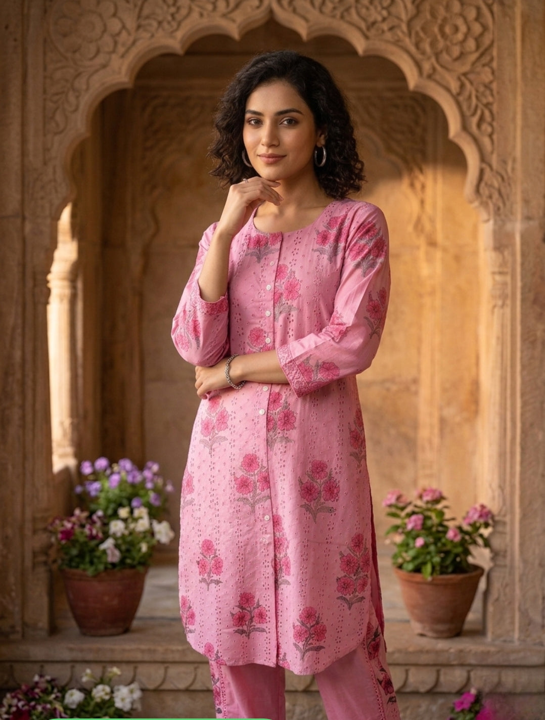 Cotton shifali with lining smart two piece cordset (B975)