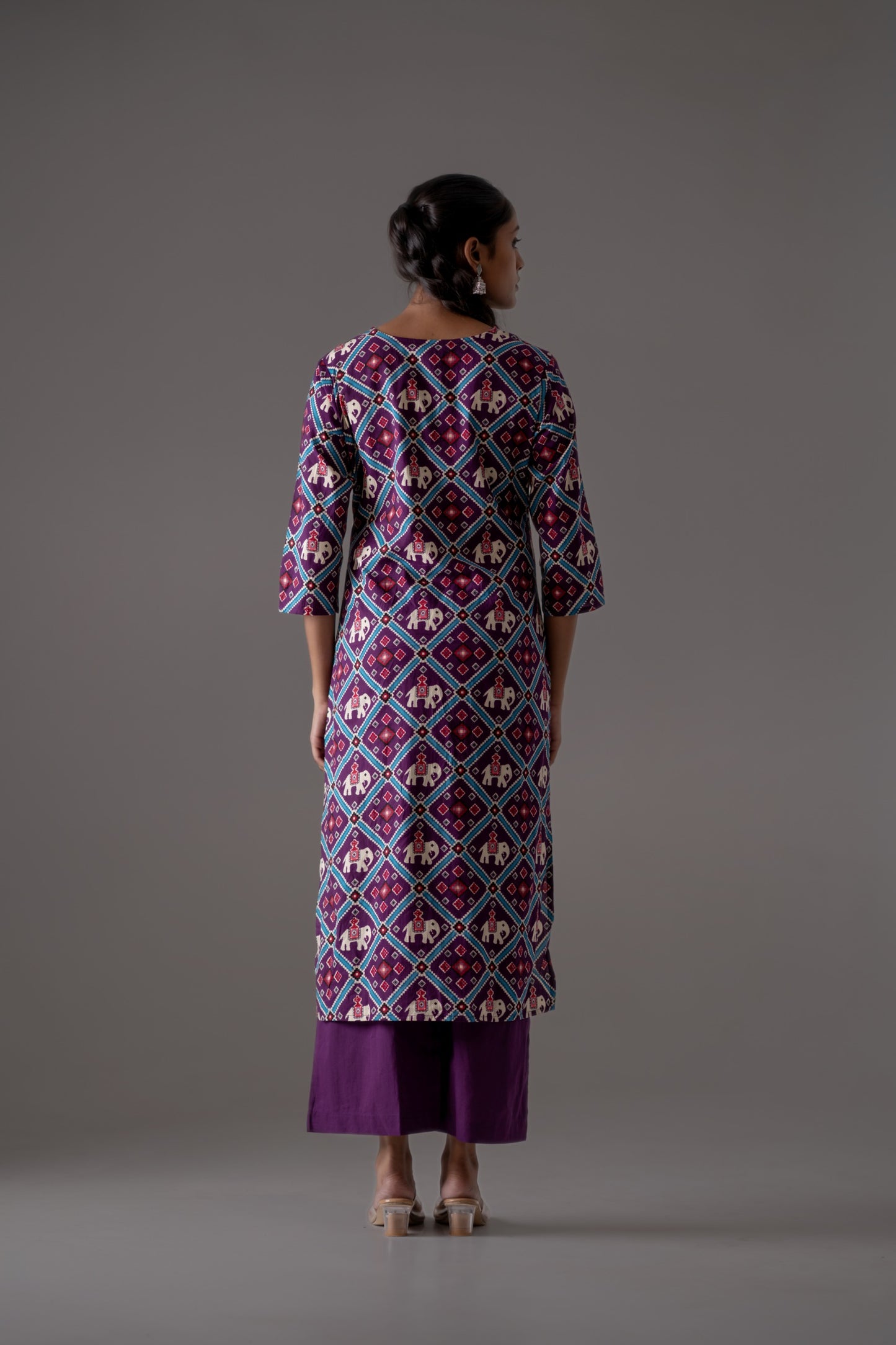 Purple patola pure cotton three piece set (A435)