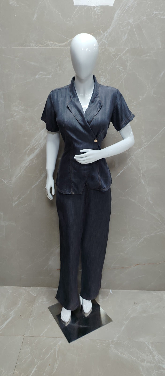 Soft denim smart two piece cordset (B407)