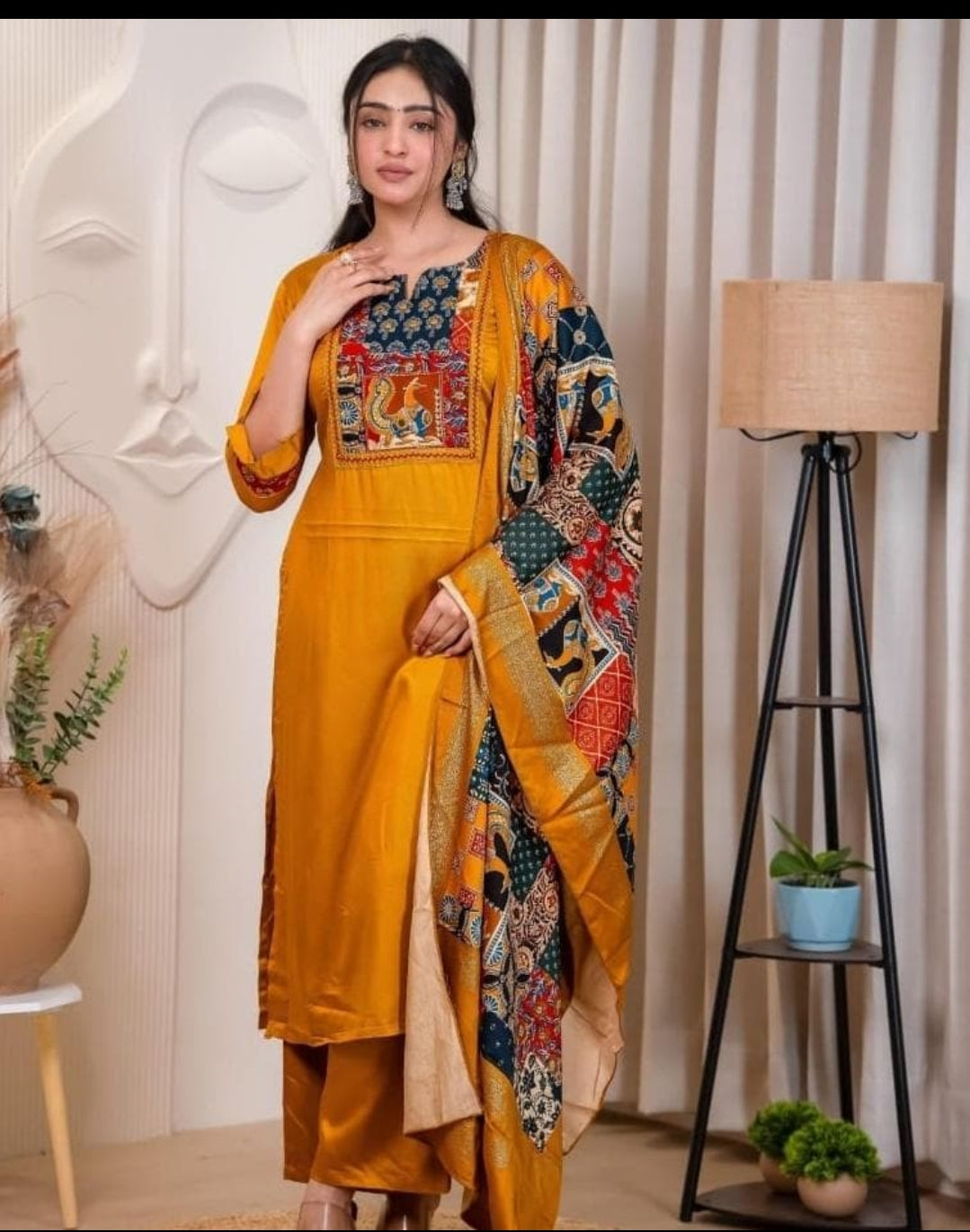 Mustred pure gaji silk three piece set (A799)