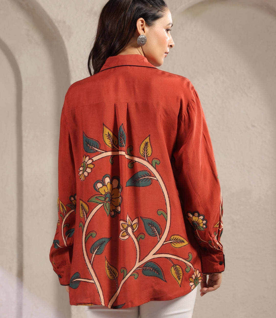 kalamkari shirt low high pattern (A959)