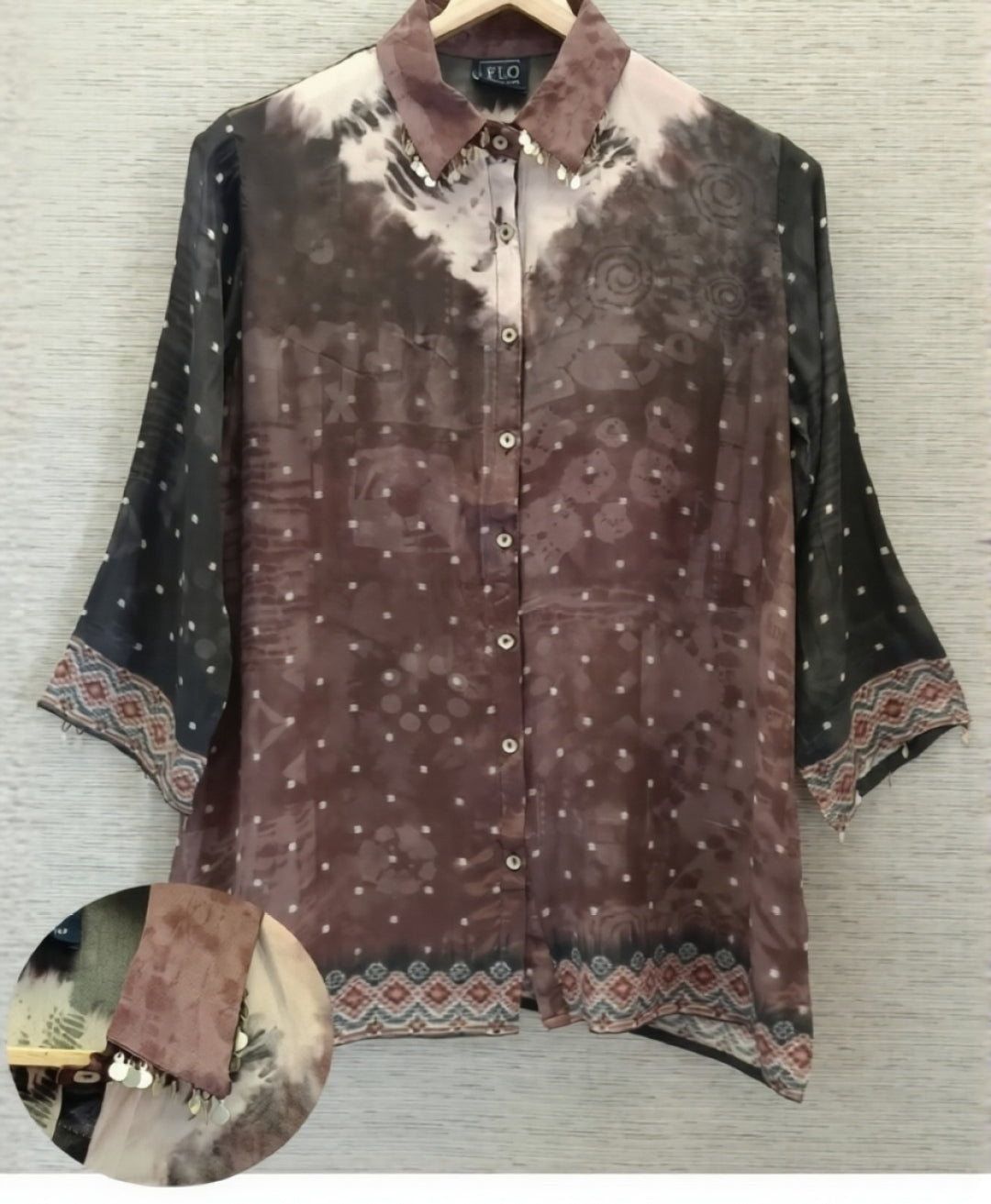 Pure crape Designer shirt loose fit upto 46 size (A1324)