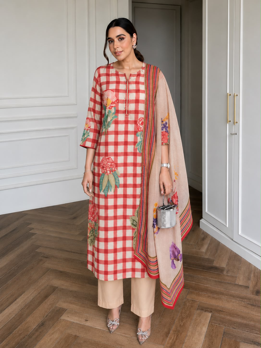 Pure cotton linen very stylish three piece set (S202)