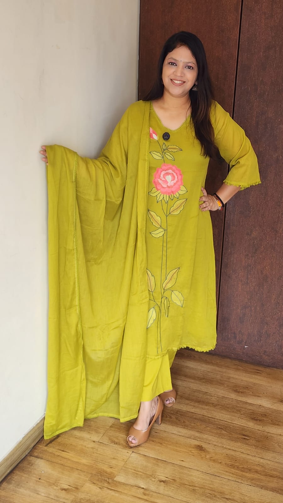 Green pure cotton three piece set (A1395)