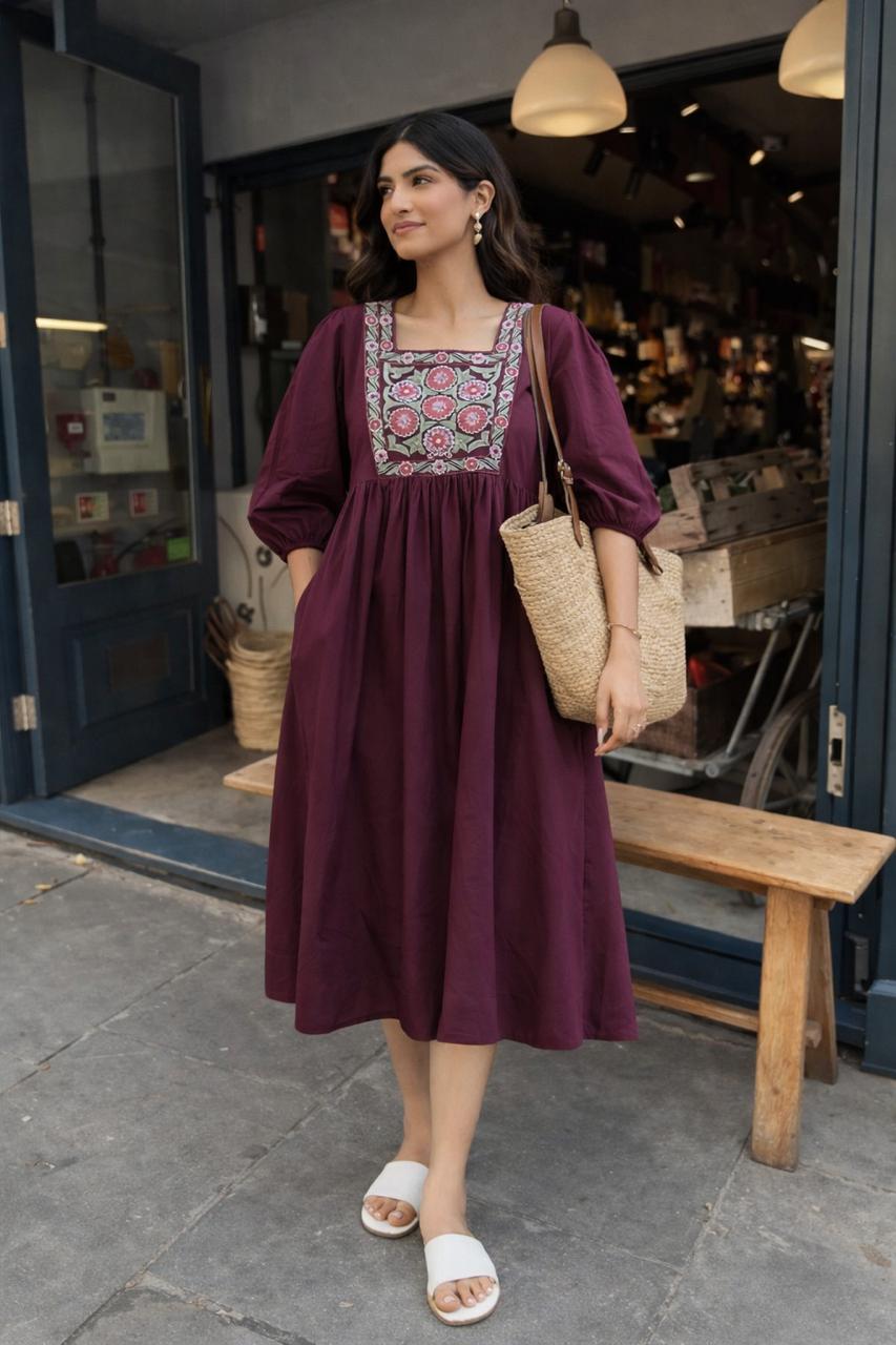 green emerald velvet dress Embroidered Midi dress with Scallops