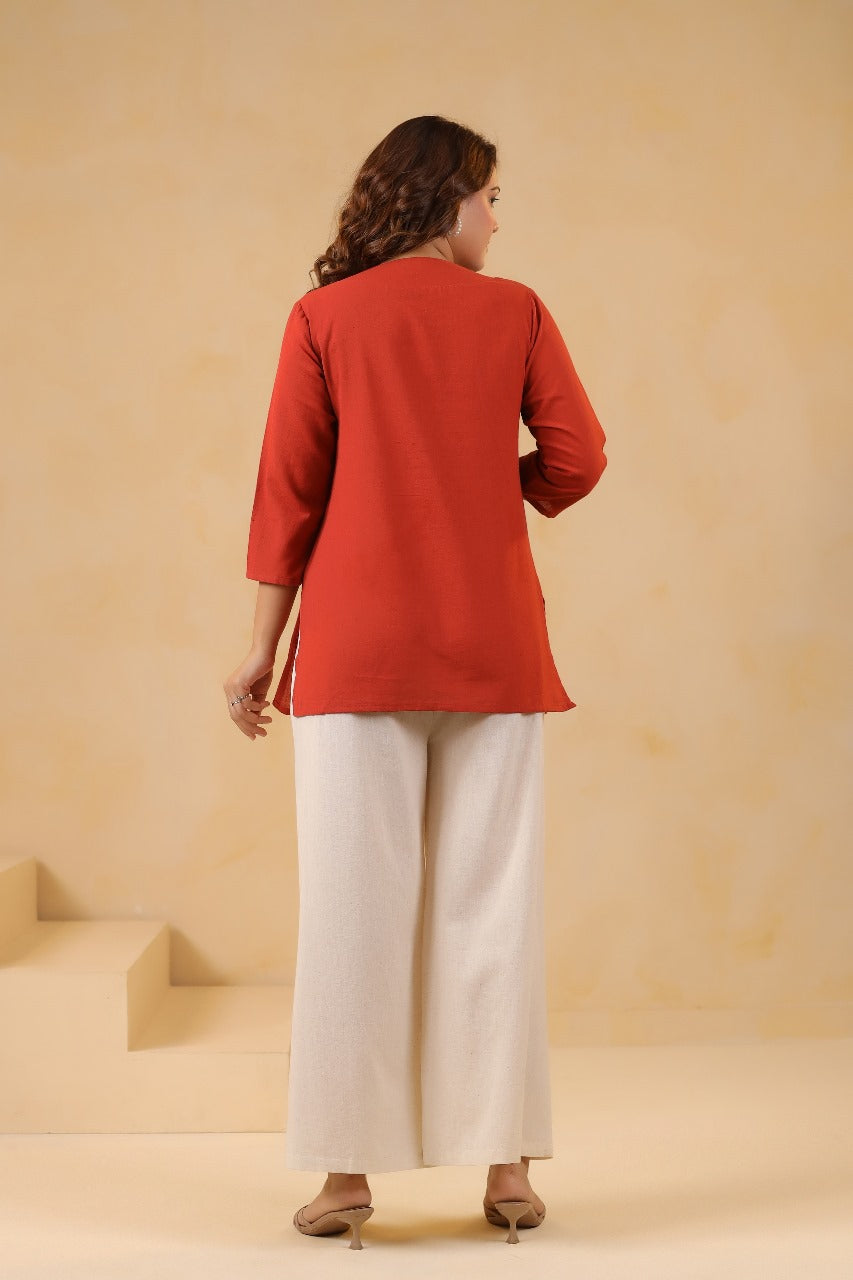 Orange with off white two piece cordset (A694)