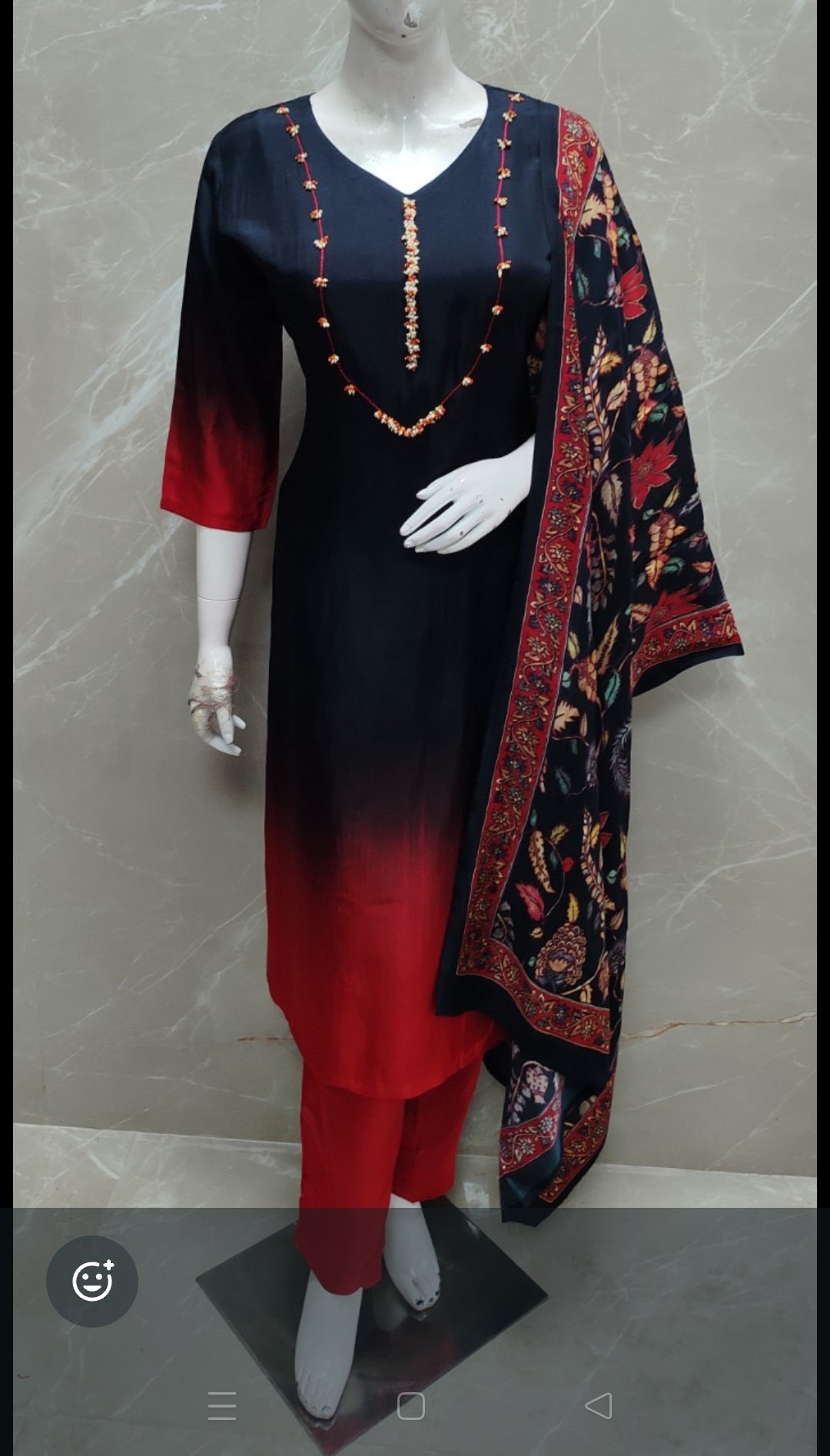 Russian silk with mul lining and kalamkari dupatta three piece set (A1963)