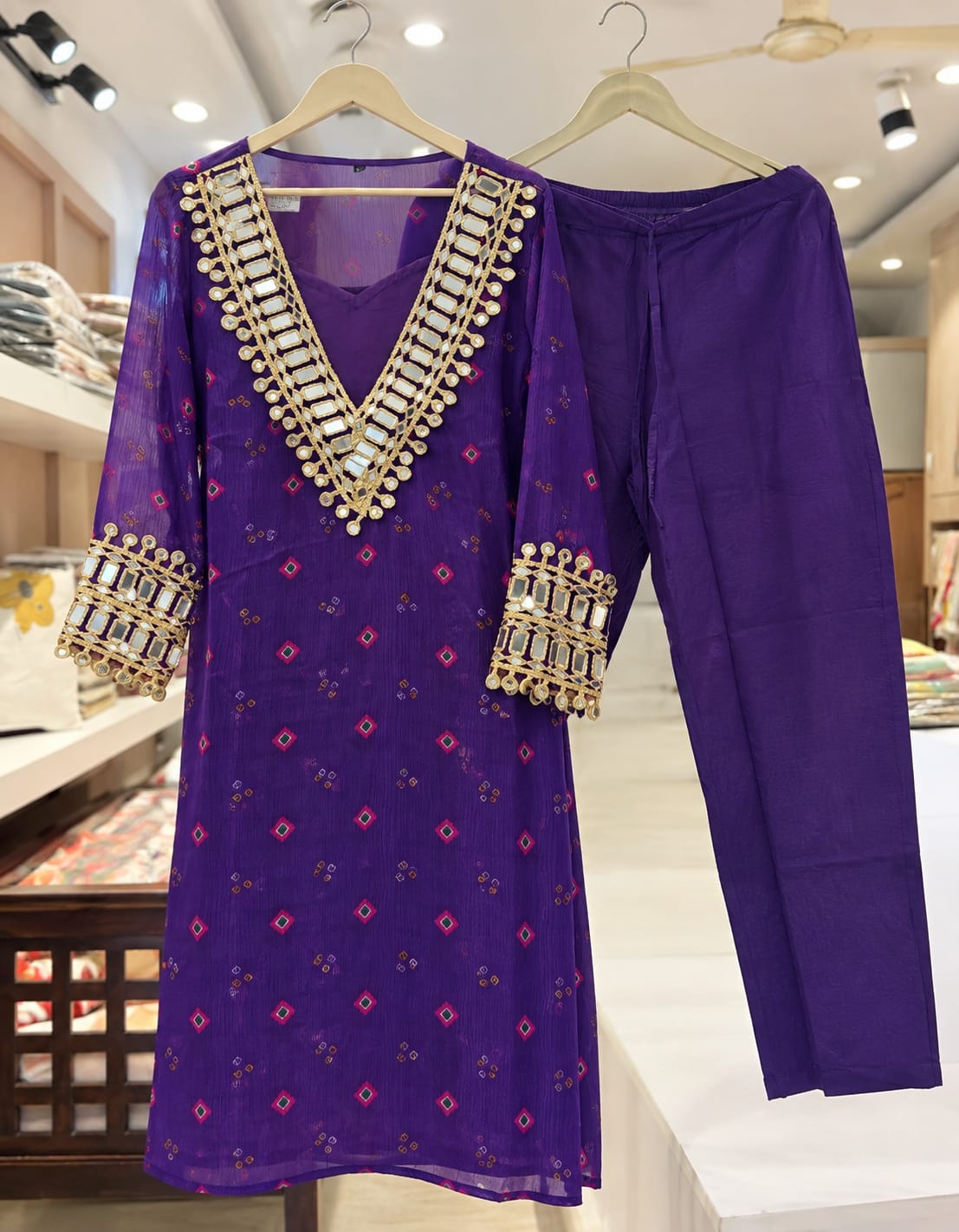 Pure chiffon with cotton bustier and bottom three piece C755
