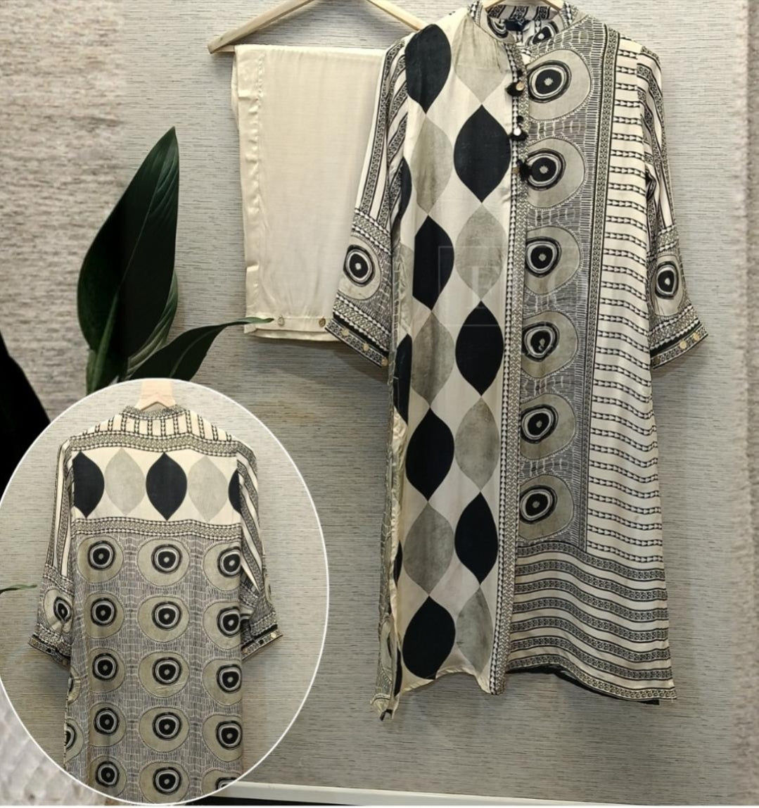 Ajrakh pure crape designer two piece cordset (A1477)