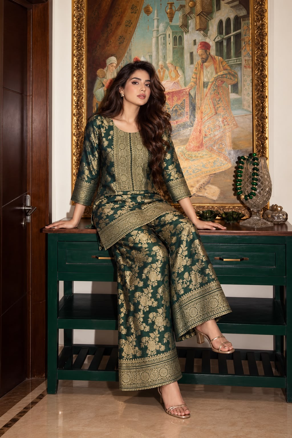 Pure brocade with lining both in bottom two piece cordset (C738)