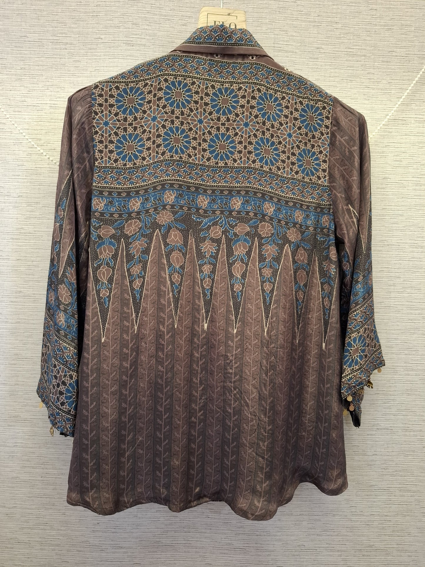 Pure crape Ajrakh print smart shirt (B994)