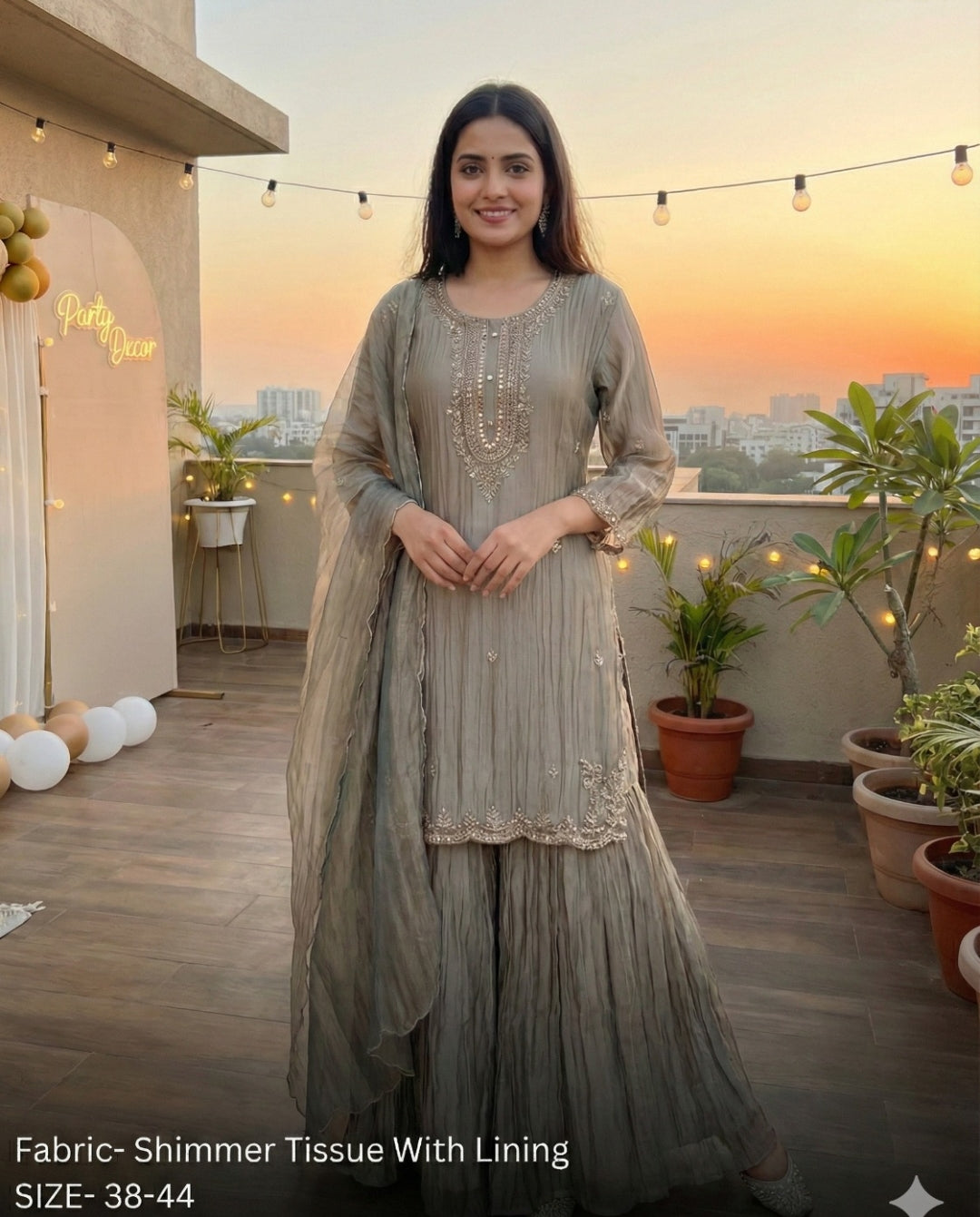 Pure tissue with sharara three piece set (B140)