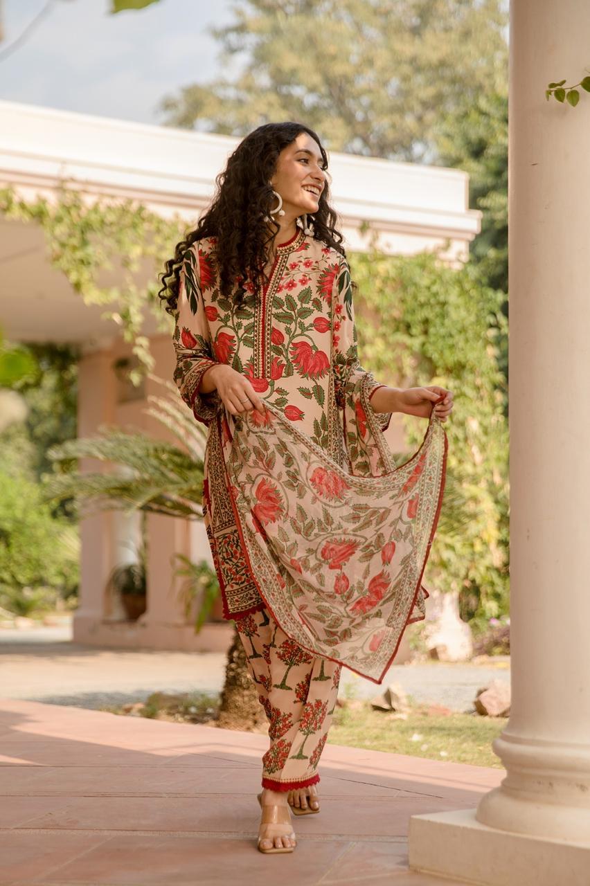 Pure crape with farshi salwar three piece set (C211)