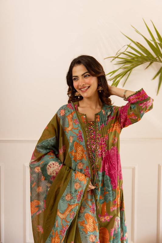 Pure cotton digital print three piece set (B207)