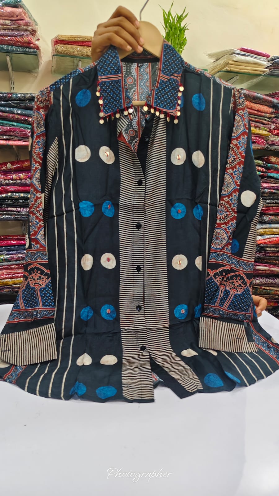 Pure crape ajrakh print only shirt (A754)