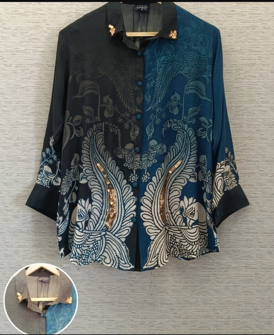 Pure crape silk shirt fit up to 46 size (A1281)