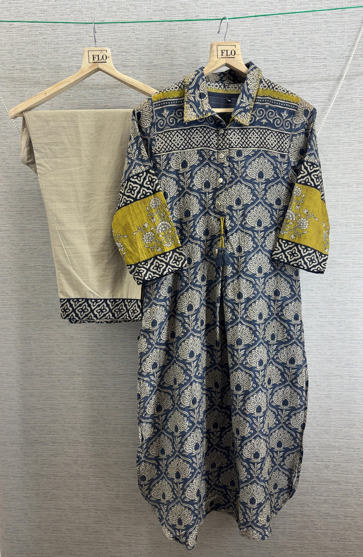 Pure mul chanderi with kalamkari print smart two piece cordset (C164)