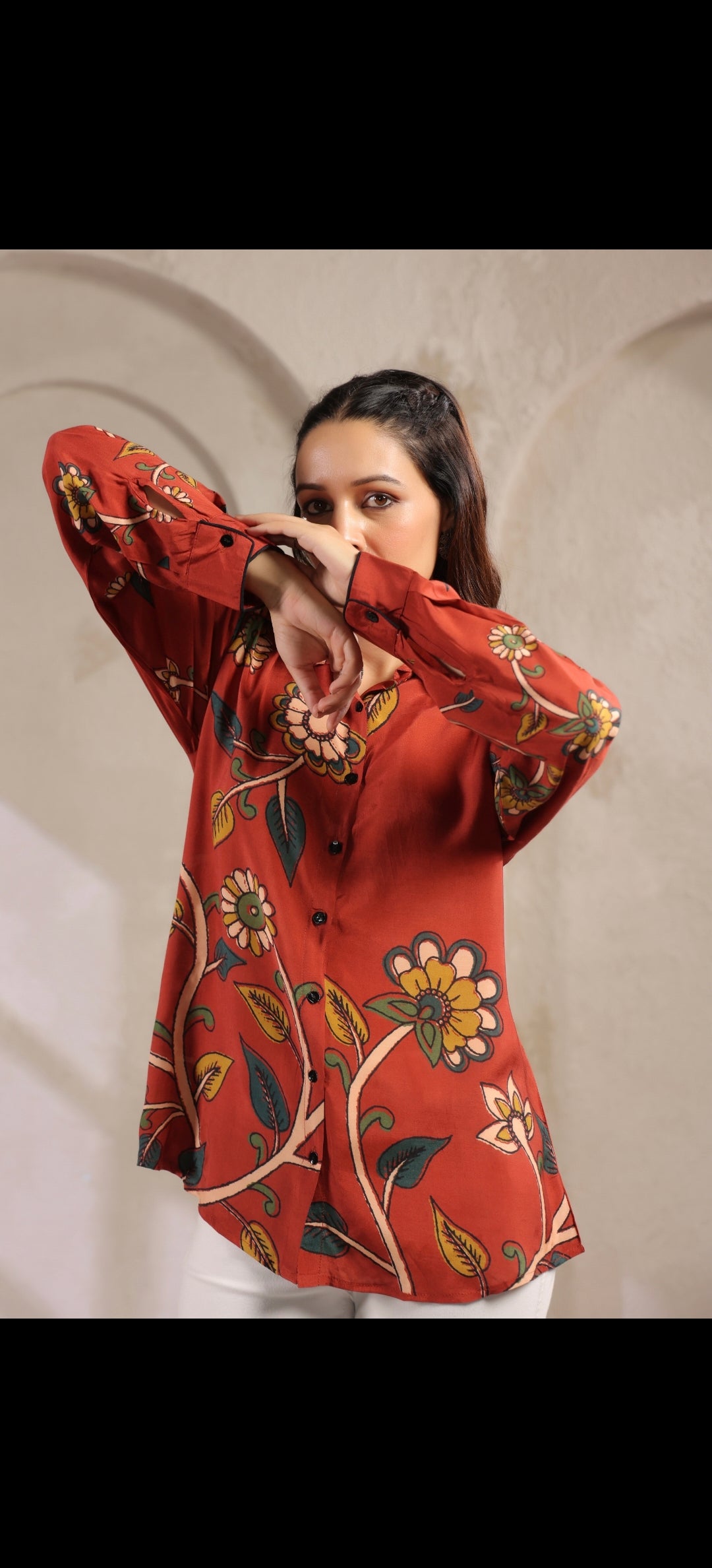 kalamkari shirt low high pattern (A959)