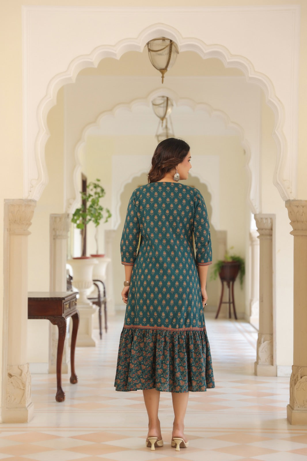 Original block print smart two piece dress length 46 inch (B288)