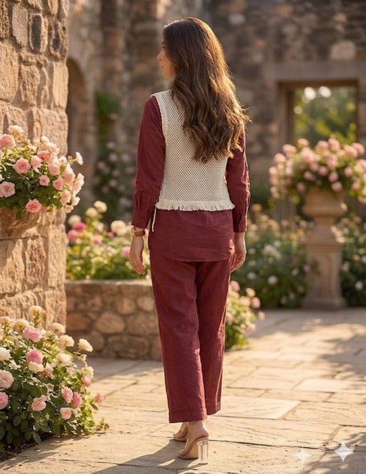 Cotton linen three piece cordset (B543)