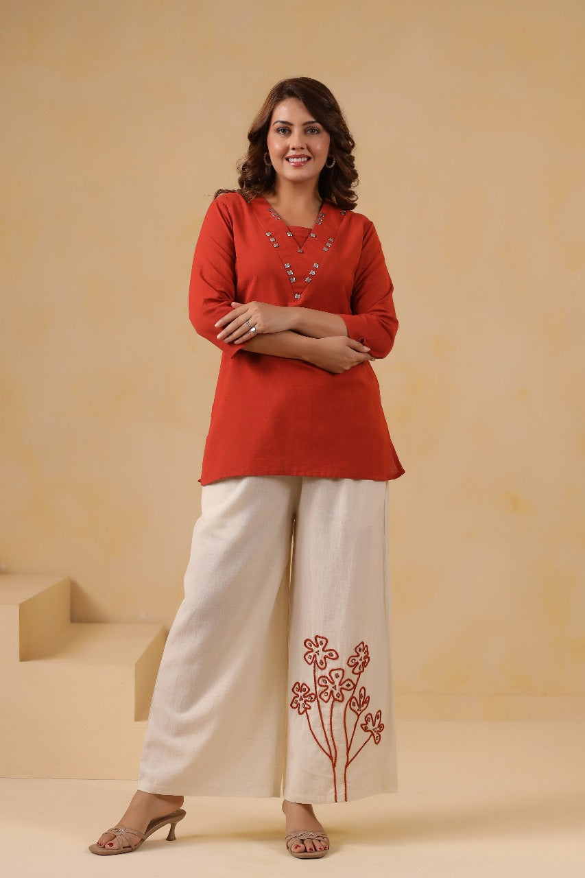 Orange with off white two piece cordset (A694)