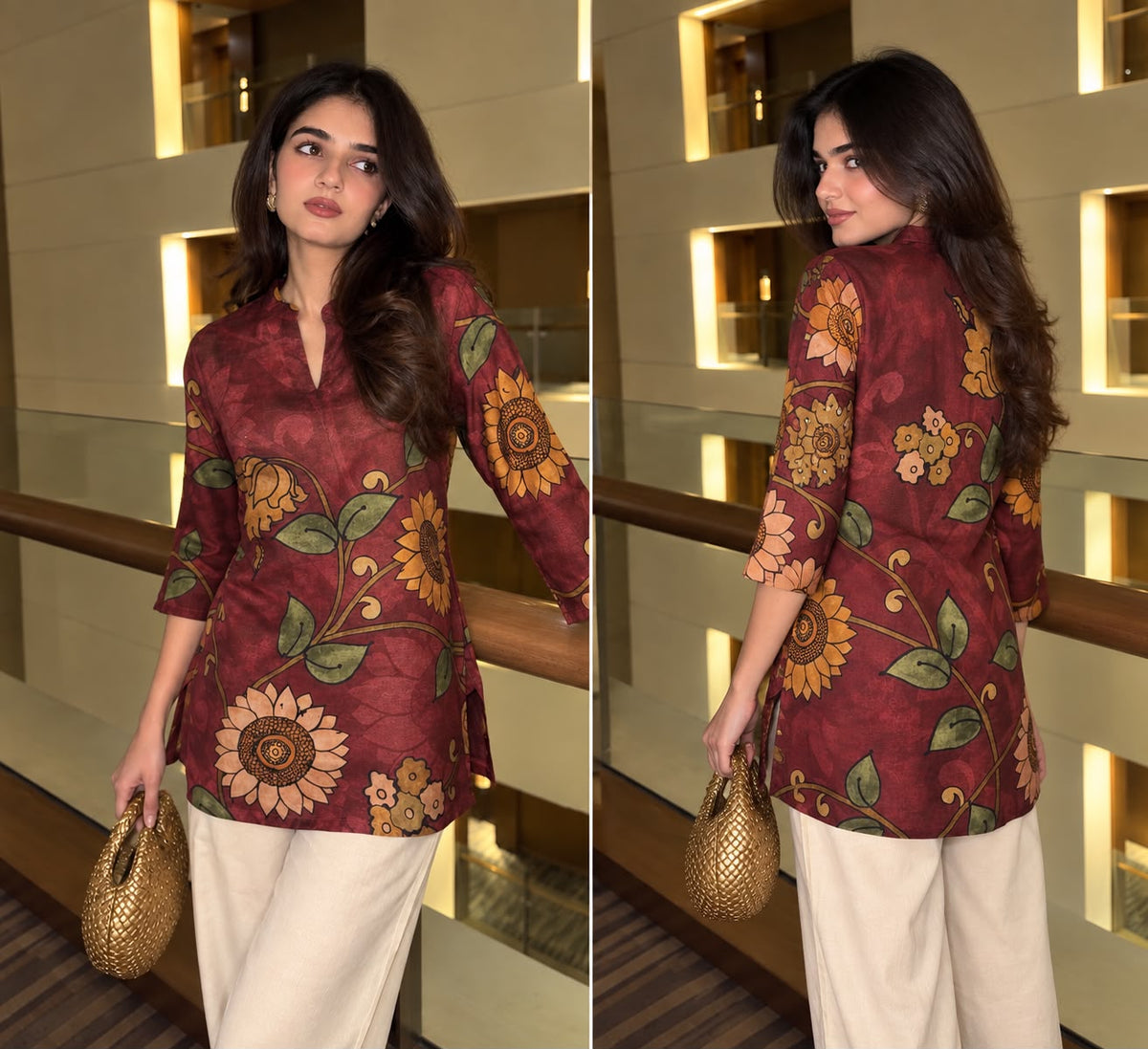 Pure muslin kalamkari print smart top (S384)