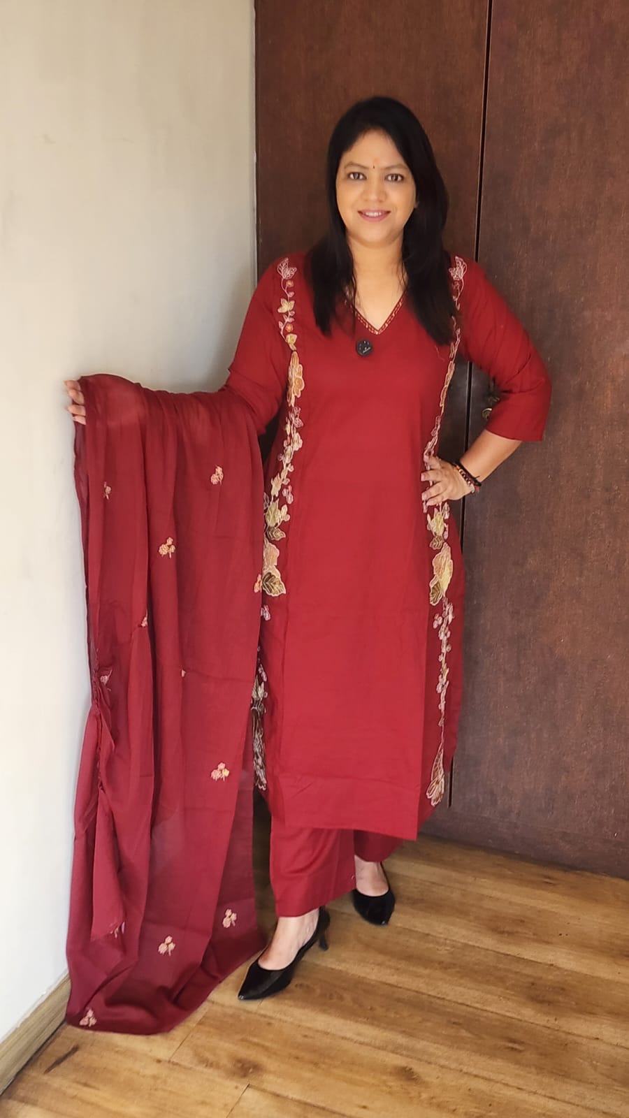 Pure cotton fully thread work three piece (A1649)