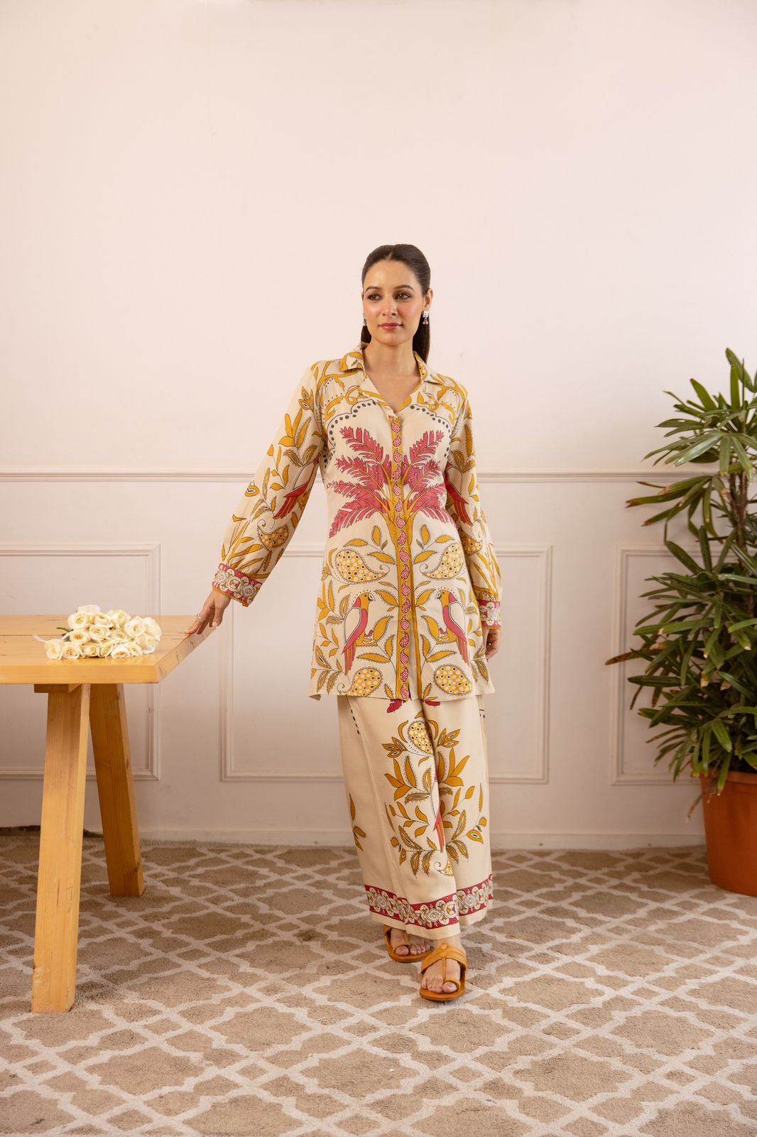 Ivory cotton modal two piece cordset (A964)