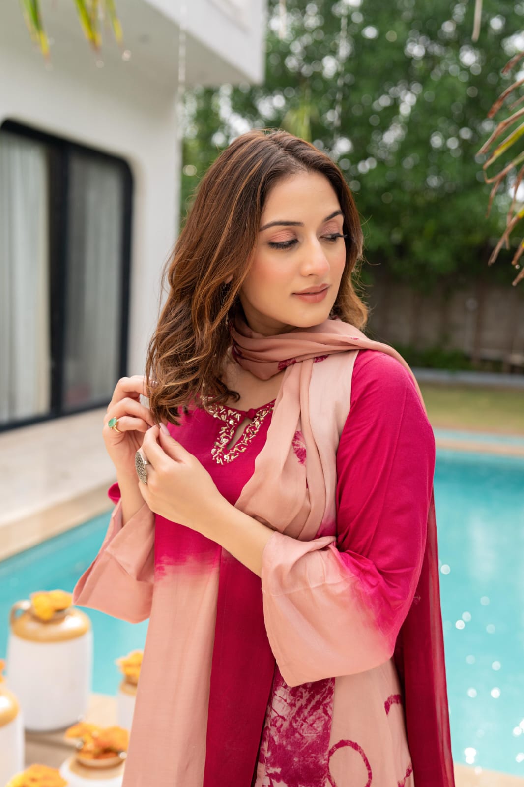 Pure muslin omare three piece set (A670)