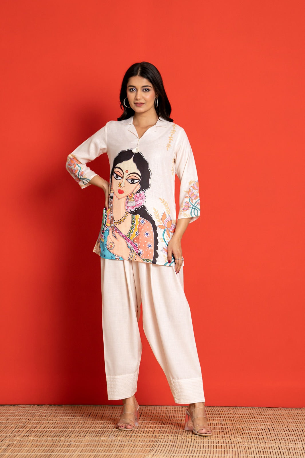Linen with farshi salwaar designer two piece cordset (A233)