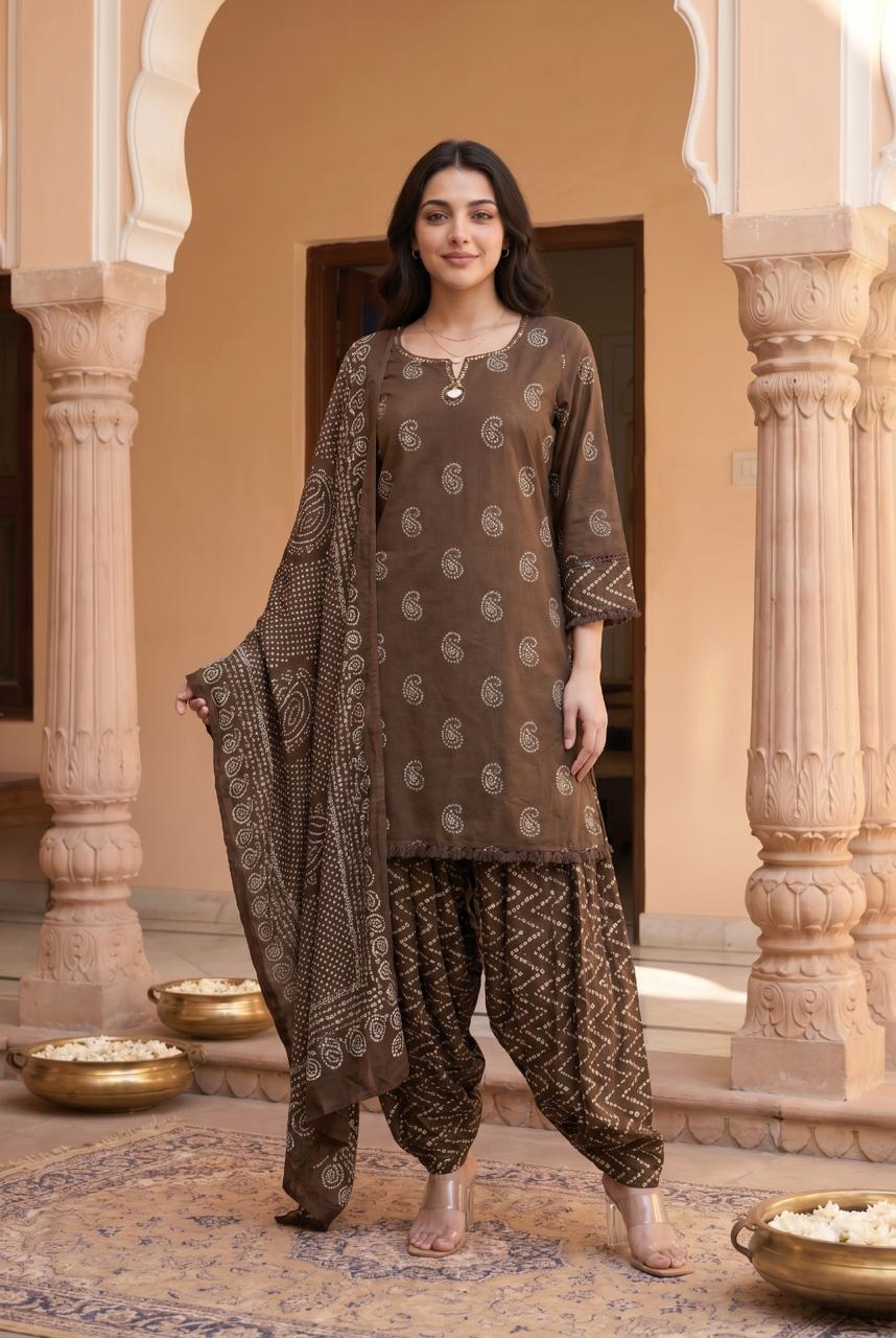 Pure cotton with farshi salwar three piece set (C203)