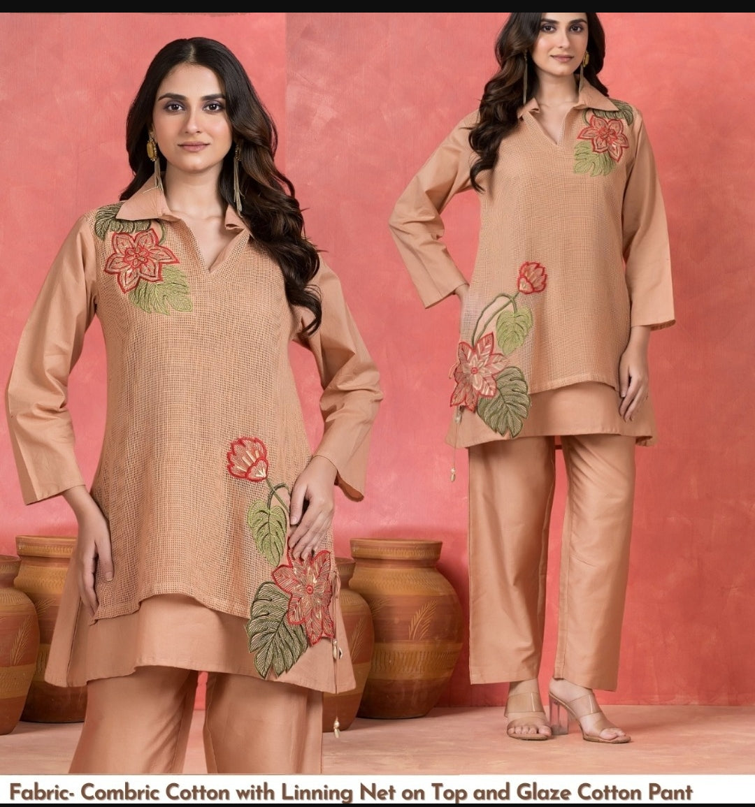 Peach designer two piece cordset (A1896)