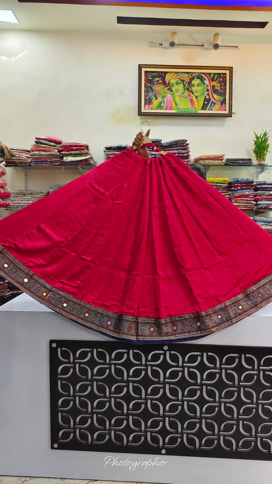 Red gaji silk skirt (A876)