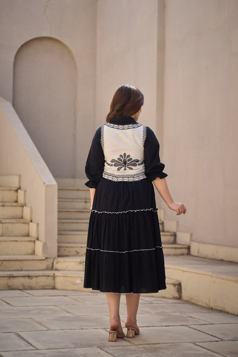 Dobi cotton with lining and paired with embroidered shrug...(B550)