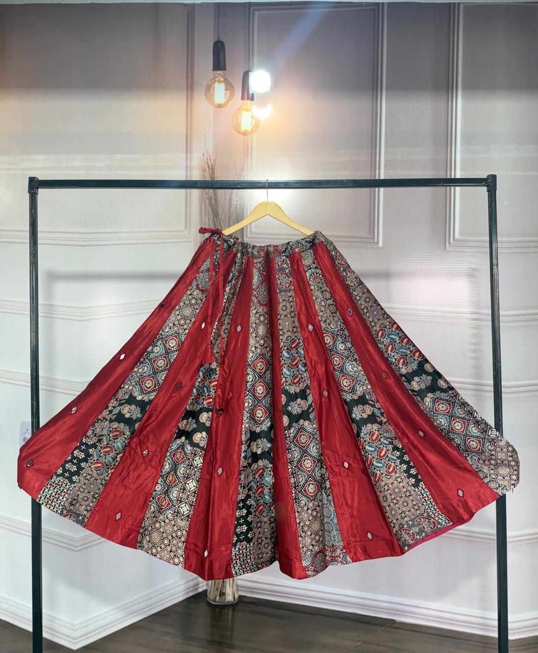 Pure gaji silk flared skirt free size upto (46 sizs) (S390)