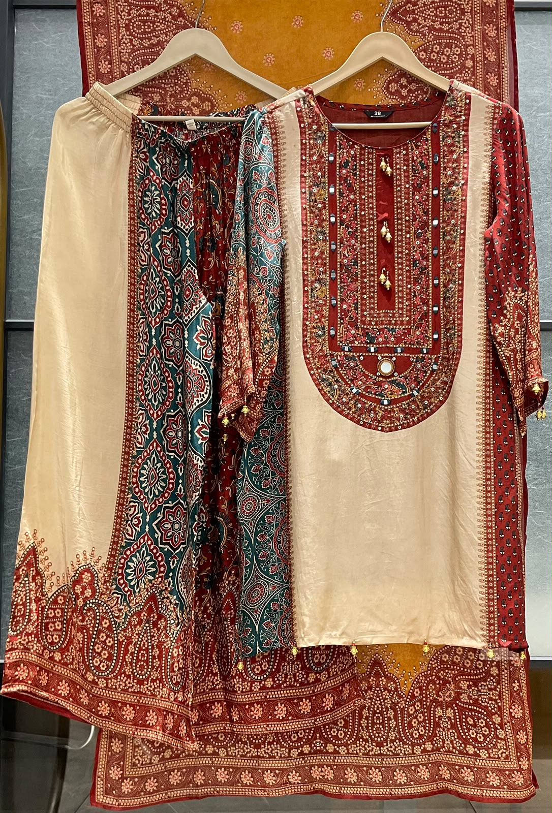 Pure crape digital print with flared plazo three piece set (S456)
