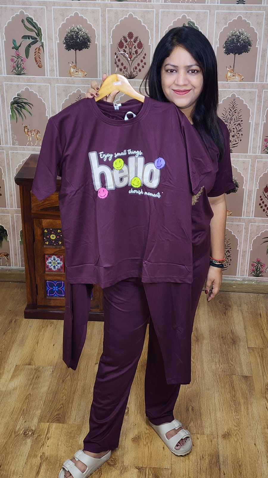 Cotton lycra fully strach able two piece set (C603)