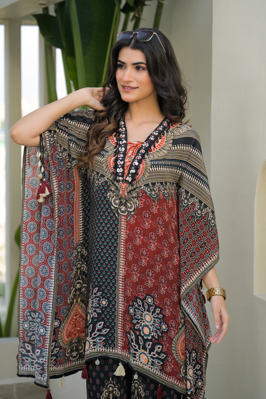 Pure Crape stylish kaftan stylish cordset (C799)