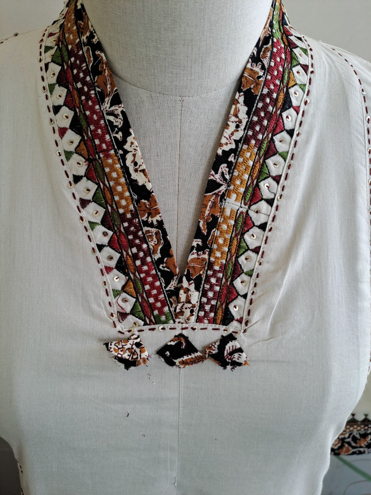 Off white with full thread work three piece set (P1988)