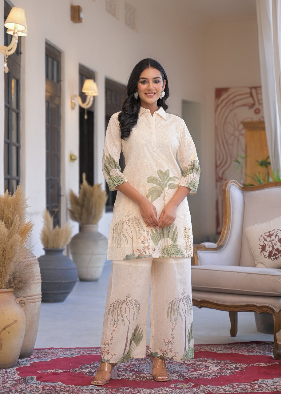 Light green with lining fully thread work two piece cordset (slim fit advice one size up) (P2048)